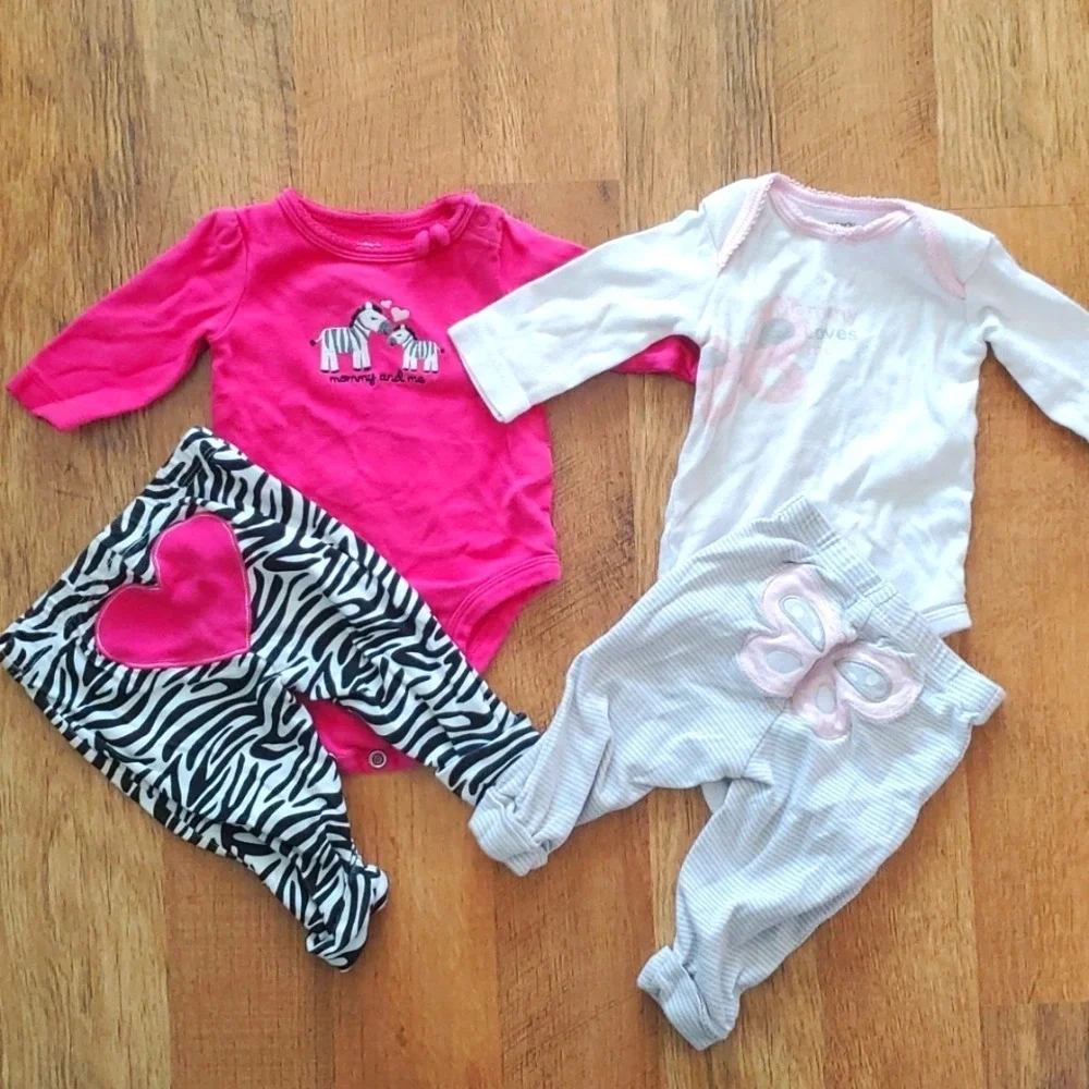 Carters Girls Mommy & Me Long Sleeve Shirts and Pants Sets‎ Zebra and Butterfly